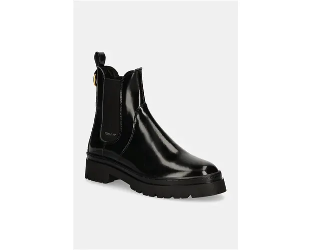 Gant ghete chelsea de piele Aligrey femei, culoarea negru, cu toc plat, 29551762 G00