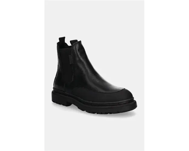 Gant ghete chelsea de piele Timbly femei, culoarea negru, cu toc plat, 29551791 G00