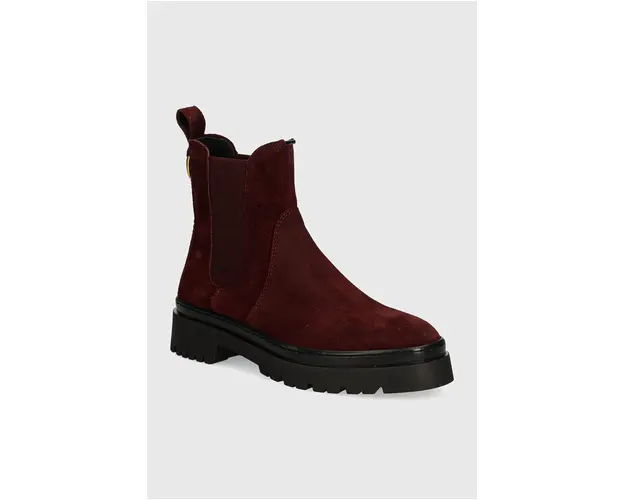 Gant botine din piele intoarsa Aligrey femei, culoarea bordo, cu platforma, 29553763 G553