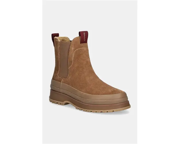 Gant botine din piele intoarsa Wintly femei, culoarea maro, cu platforma, izolare usoara, 29553795 G447