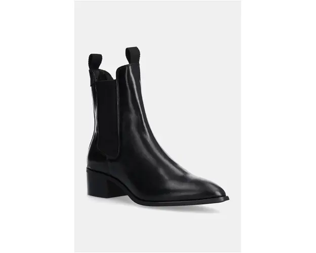 Gant ghete chelsea de piele St Broomly femei, culoarea negru, cu toc drept, 29551700 G00