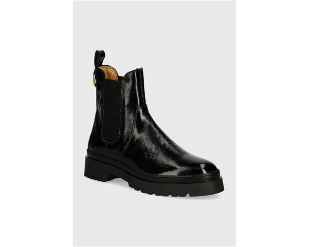 Gant ghete chelsea de piele Aligrey femei, culoarea negru, cu toc plat, 29551764 G00