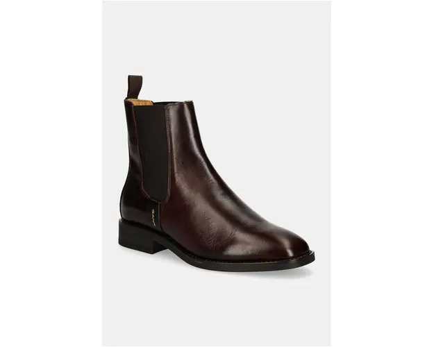 Gant ghete chelsea de piele Fayy femei, culoarea maro, cu toc plat, 29551770 G46