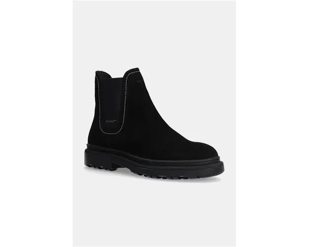 Gant botine din piele intoarsa Timbly femei, culoarea negru, cu toc plat, izolare usoara, 29553800 G00