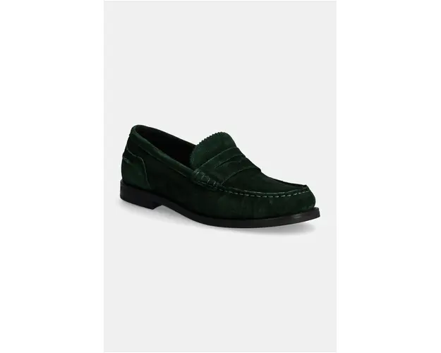 Gant mocasini din piele intoarsa Gracelyn femei, culoarea verde, cu toc plat, 29573715 G73