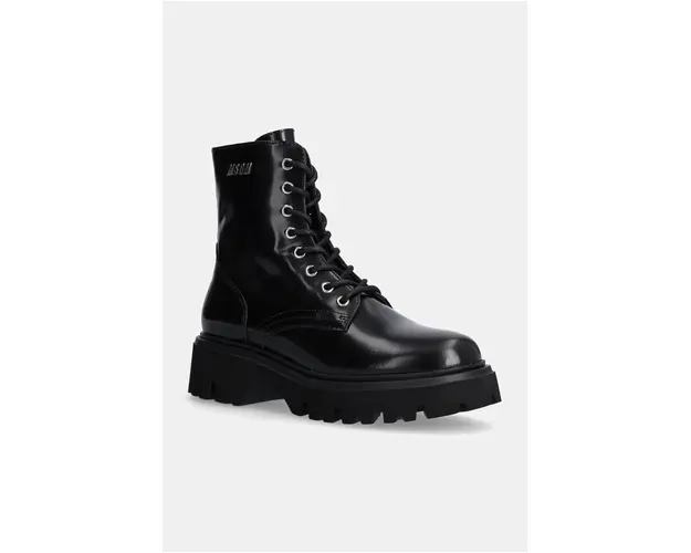 MSGM bocanci de piele femei, culoarea negru, cu platforma, 3741MDS155 513