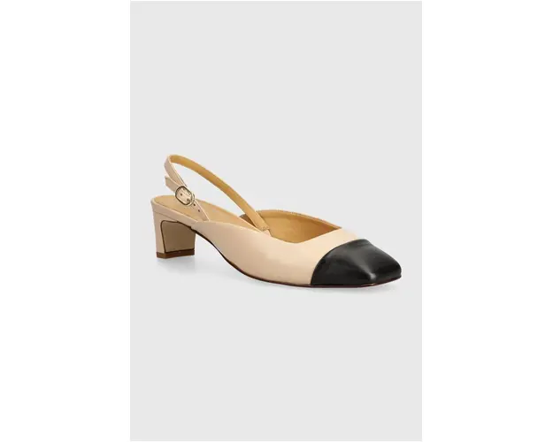 Alohas pantofi de piele Lindy culoarea bej, cu toc drept, cu toc deschis, S100432-01