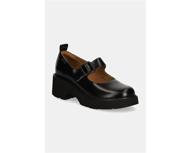 Camper pantofi de piele Milah femei, culoarea negru, cu platforma, K201681-001