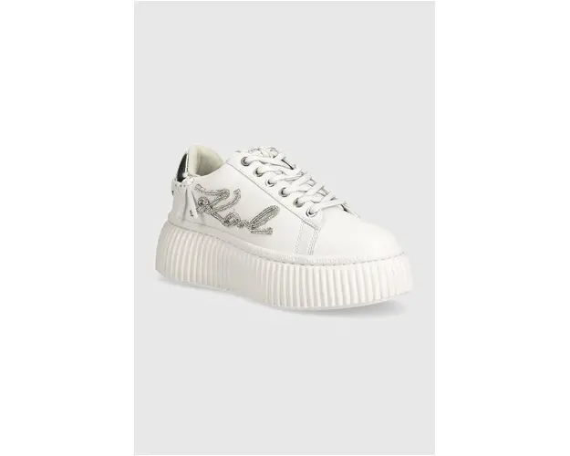 Karl Lagerfeld sneakers din piele KREEPER culoarea alb, KL42372G