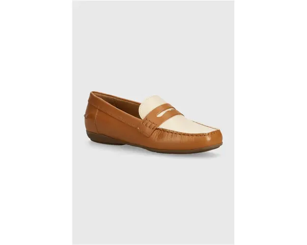 Geox mocasini de piele D ANNYTAH MOC A femei, culoarea maro, cu toc plat, D25BMA 00043 C5F5V