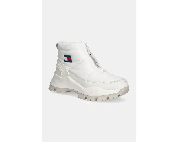 Tommy Jeans cizme de iarna TJW HYBRID BOOT ZIP UP WL culoarea alb, EN0EN02641