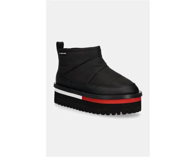 Tommy Jeans cizme de iarna TJW NYLON FLATFORM BOOT WL culoarea negru, EN0EN02689