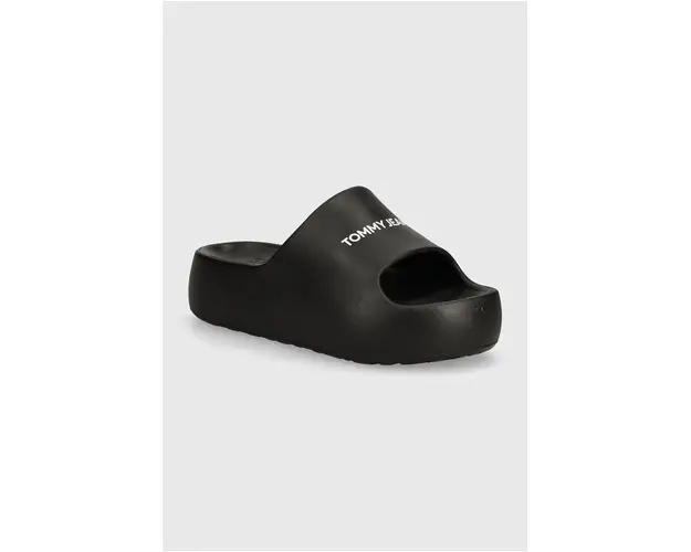 Tommy Jeans papuci TJW CHUNKY FLATFORM femei, culoarea negru, cu platforma, EN0EN02586