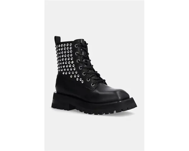 Dkny botine Farren Studs femei, culoarea negru, cu toc plat, K3499731