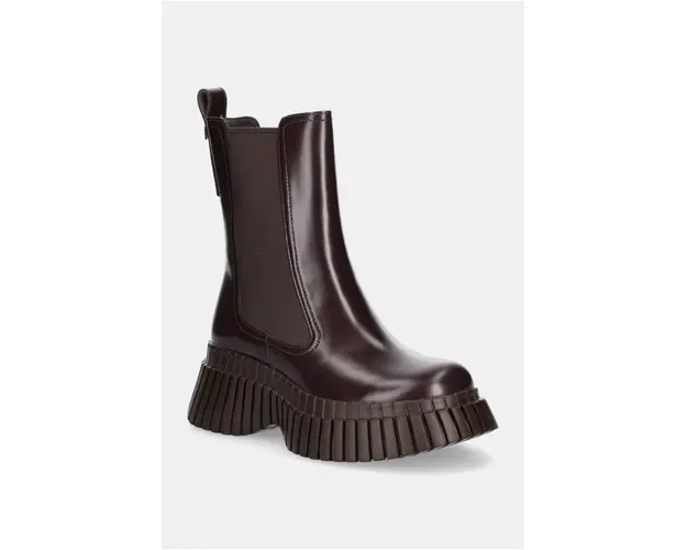 Camper ghete chelsea de piele BCN femei, culoarea maro, cu toc plat, K400726-003