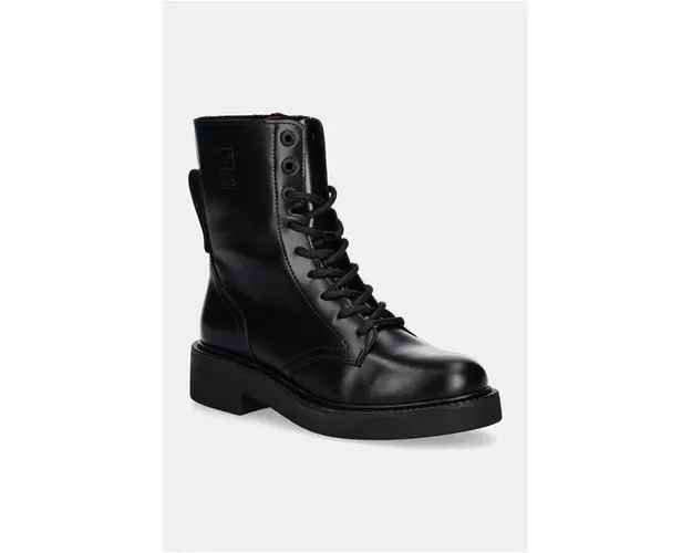 Marc O'Polo bocanci de piele femei, culoarea negru, cu toc plat, izolare usoara, 40818516301134 OO2M3007