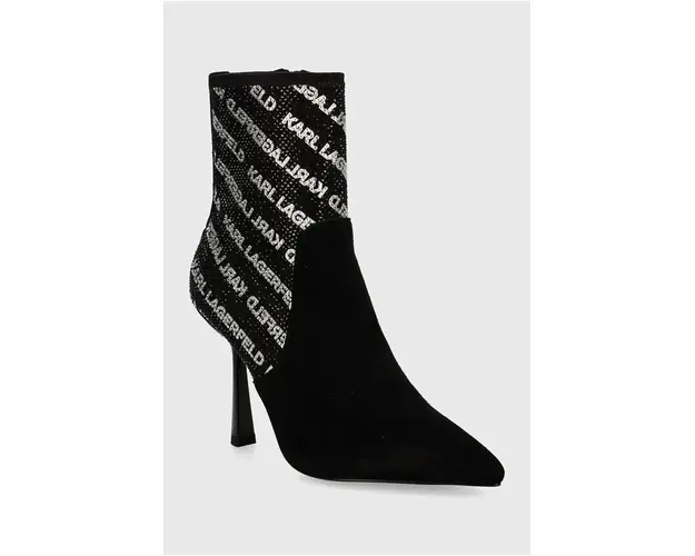 Karl Lagerfeld botine PANDARA II femei, culoarea negru, cu toc cui, KL31354