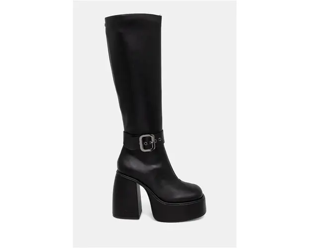 Buffalo cizme Heart Boot Hi Buckle femei, culoarea negru, cu toc drept, 1220060-BLK