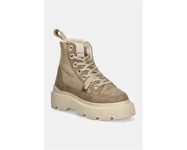 Inuikii pantofi de piele intoarsa Matilda Shearling culoarea bej, cu platforma, izolat, 35203-028