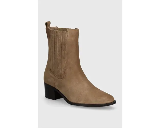 Bianco cizme din piele intoarsa BIACAROL femei, culoarea maro, cu toc drept, 11301551