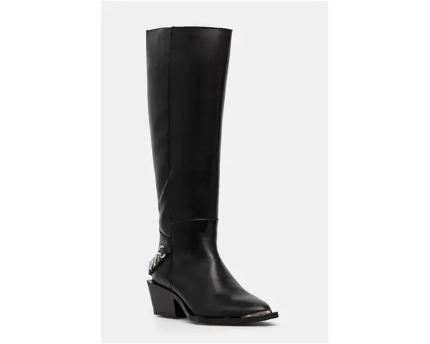 Steve Madden ghete de piele Xayenne femei, culoarea negru, cu toc drept, SM11003321