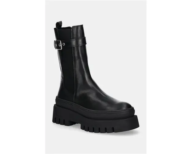 Steve Madden ghete chelsea de piele Crusher femei, culoarea negru, cu platforma, SM11003328