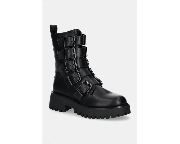 Steve Madden bocanci de piele Director femei, culoarea negru, cu platforma, SM11003347