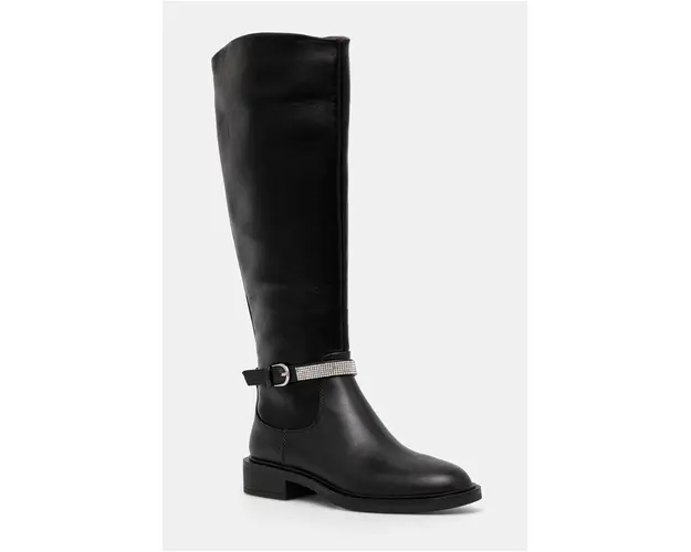 Steve Madden cizme Riggs femei, culoarea negru, cu toc plat, SM11003416