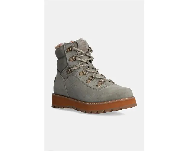 Roxy pantofi de piele intoarsa Bradie culoarea verde, cu toc plat, izolat, ARJB700758