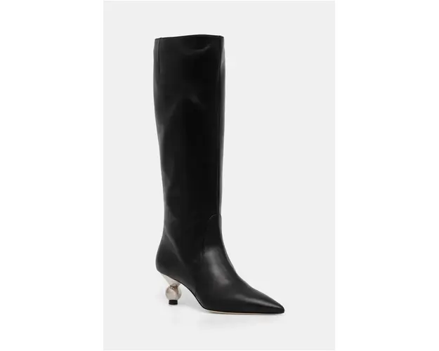 Weekend Max Mara ghete de piele ASSIRO femei, culoarea negru, cu toc drept, 2425796015600