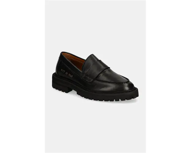 Common Projects mocasini de piele Chunky Loafer femei, culoarea negru, cu platforma, 6177