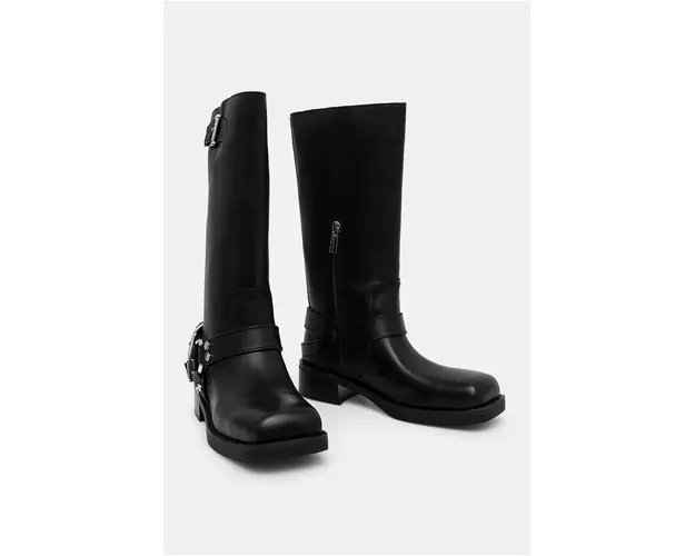 MICHAEL Michael Kors ghete de piele Crosby femei, culoarea negru, cu toc plat, 40F4CBFB7L.001