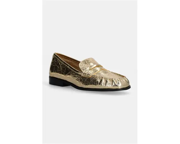MICHAEL Michael Kors mocasini de piele Carlson femei, culoarea auriu, cu toc plat, 40F4CSFP1M.740