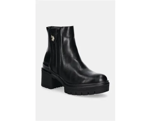 U.S. Polo Assn. botine HALEY femei, culoarea negru, cu toc drept, HALEY008W/DY1