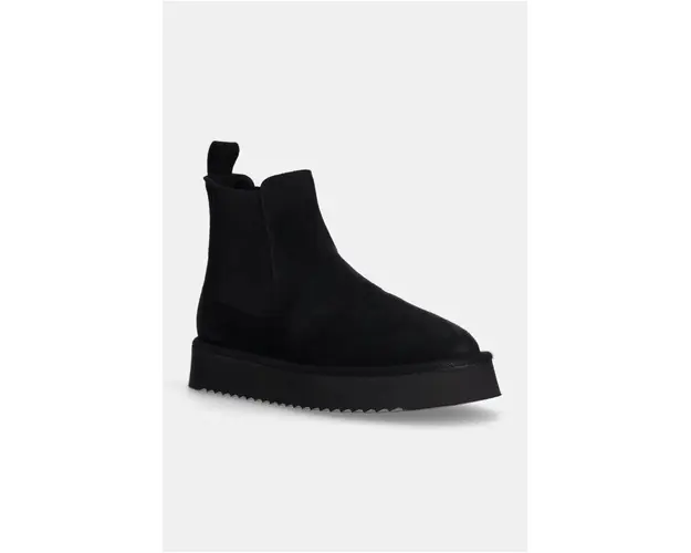 Copenhagen botine femei, culoarea negru, cu toc plat, izolat, CPH258