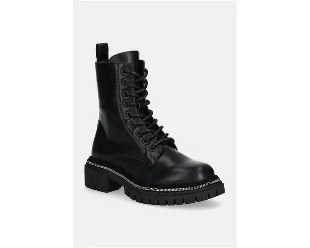 Steve Madden bocanci de piele Opt-In femei, culoarea negru, cu platforma, SM11003484