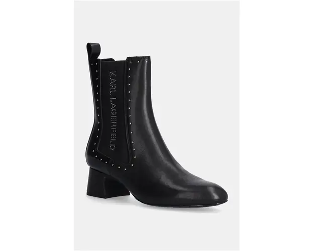 Karl Lagerfeld ghete chelsea de piele BONNIE femei, culoarea negru, cu toc drept, KL30364