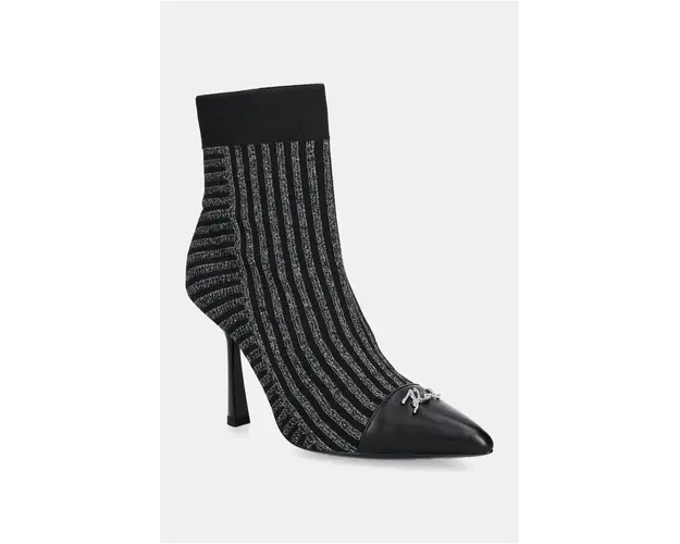 Karl Lagerfeld botine PANDARA II femei, culoarea argintiu, cu toc cui, KL31343