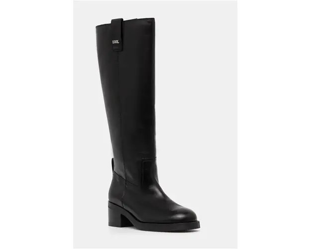 Karl Lagerfeld ghete de piele BROOKLYN femei, culoarea negru, cu toc drept, KL41790