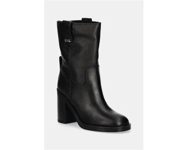 Karl Lagerfeld cizme de piele BROOKLYN femei, culoarea negru, cu toc drept, KL41874