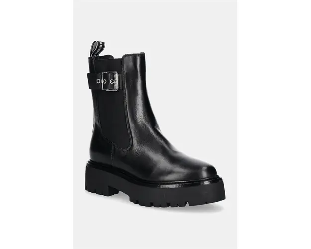 Karl Lagerfeld ghete chelsea de piele BURLY BIKER femei, culoarea negru, cu platforma, KL43460