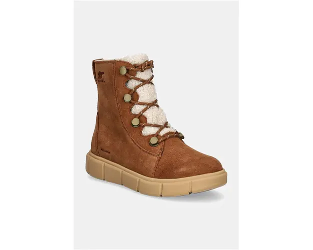 Sorel botine SOREL EXPLORER III JOAN femei, culoarea maro, cu toc plat, izolat, 2077981242