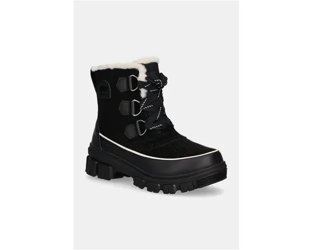 Sorel cizme de piele TORINO V WP OUTDRY femei, culoarea negru, cu toc plat, izolat, 2106701010