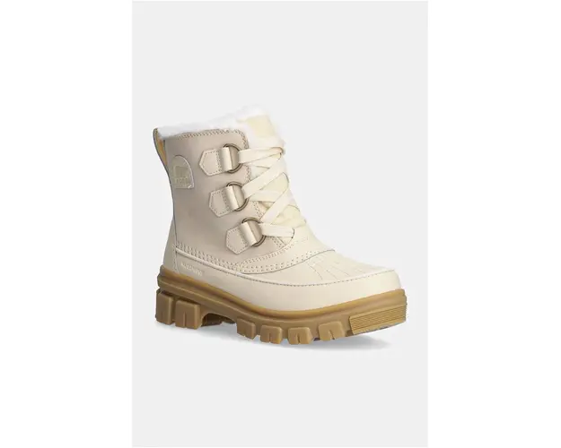 Sorel cizme de piele TORINO V WP OUTDRY femei, culoarea bej, cu platforma, izolare usoara, 2106701292