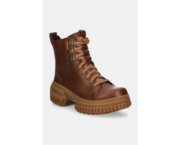 Sorel bocanci de piele ONA AVE BOOT LACE WP femei, culoarea maro, cu platforma, 2102151242