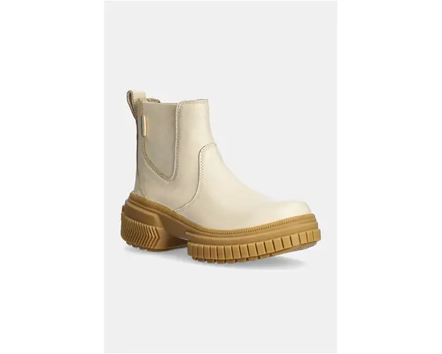 Sorel ghete chelsea de piele ONA AVE CHELSEA BOOT WP femei, culoarea bej, cu toc plat, 2102161292