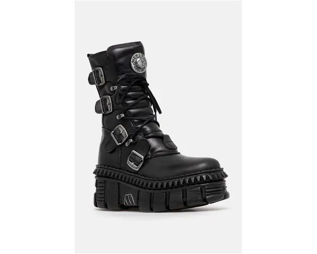 New Rock cizme de piele culoarea negru, cu platforma, M-WALL373-S6