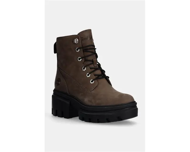 Timberland bocanci din nubuc Everleigh culoarea maro, cu toc drept, TB0A2EGSEM51
