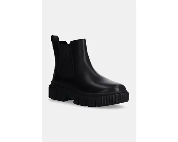 Timberland ghete chelsea de piele Greyfield Chelsea femei, culoarea negru, cu toc plat, TB0A5ZCG0011
