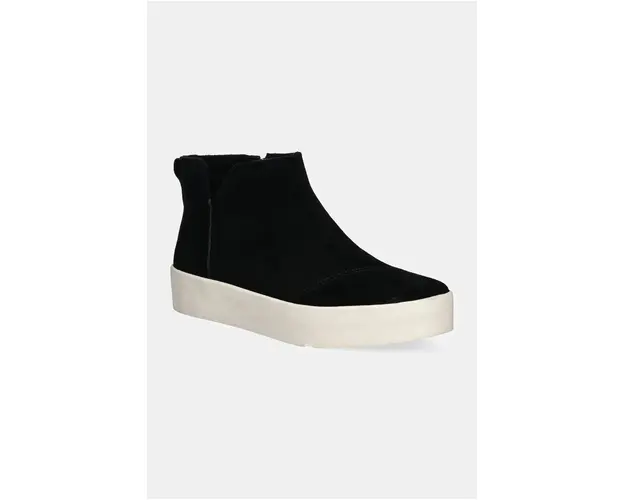 Toms cizme din piele intoarsa VERONA MID femei, culoarea negru, cu toc plat, 10021067